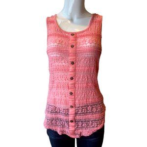 Zenana Styles Women Floral Lace Button Front Tank Top QT-1151 Pink Chico Small